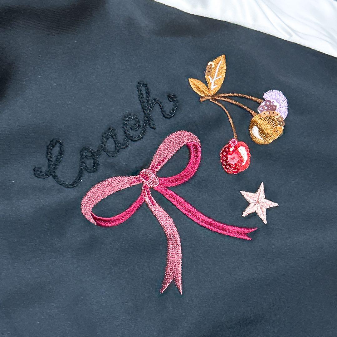 coach COACH スカジャン リバーシブル ホース 柄 馬 チェリー L