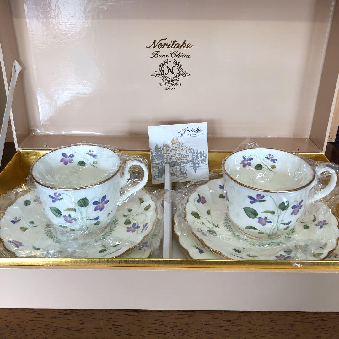 定番限定品 未使用 2客とケーキ皿2枚 4点 すみれ PaNAm-m72680404925 ノリタケ カップ&ソーサー 定番最新品