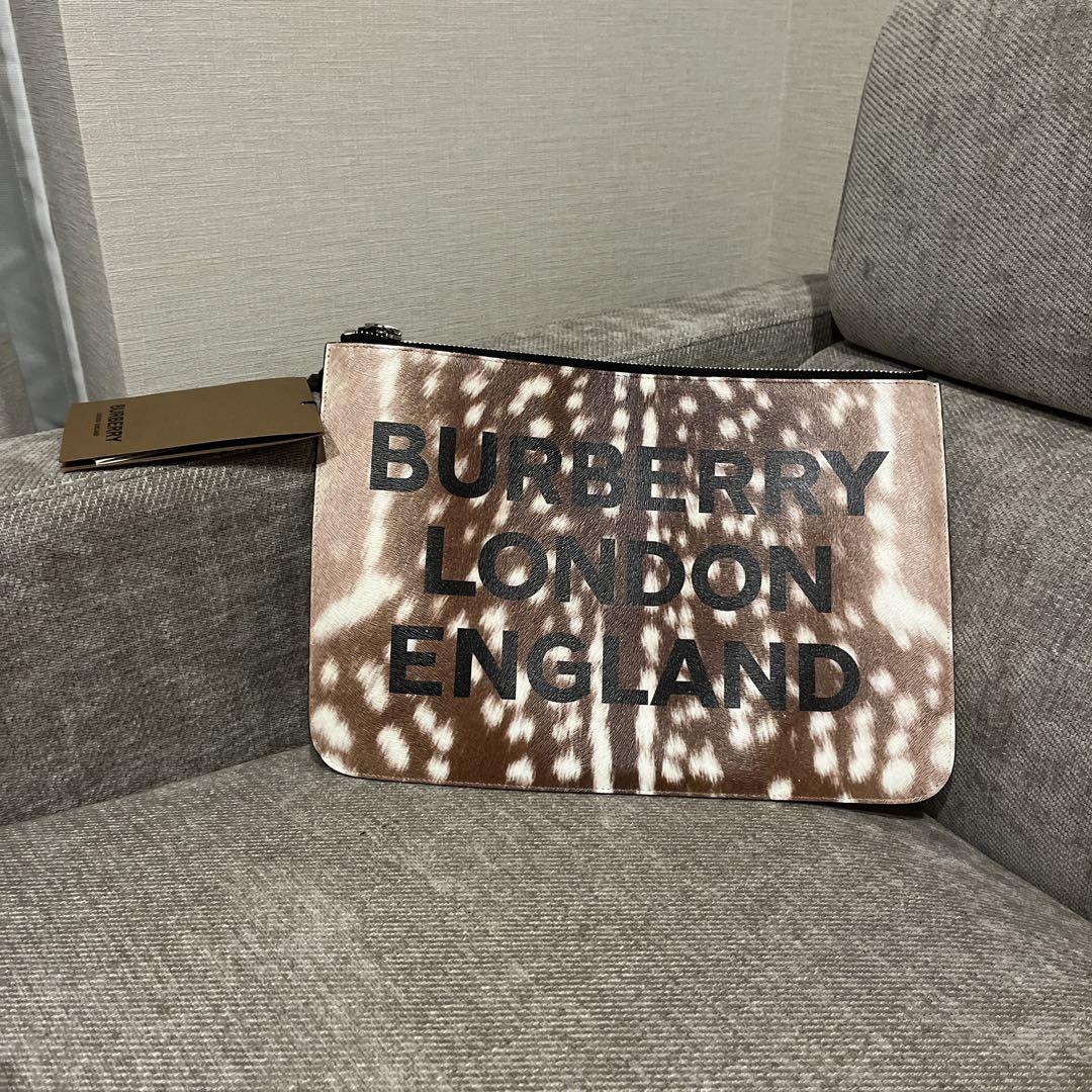 BURBERRY クラッチバッグ ブラウン・ホワイト