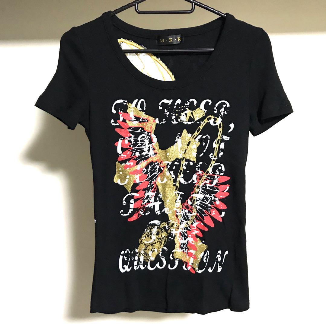 【送料込】M.K.R スカル 十字架 羽 蝶 ピチT Y2K 00s 平成ギャル 送料込】M.K.R スカル 十字架 羽 蝶 ピチT Y2K 00s 平成ギャル
