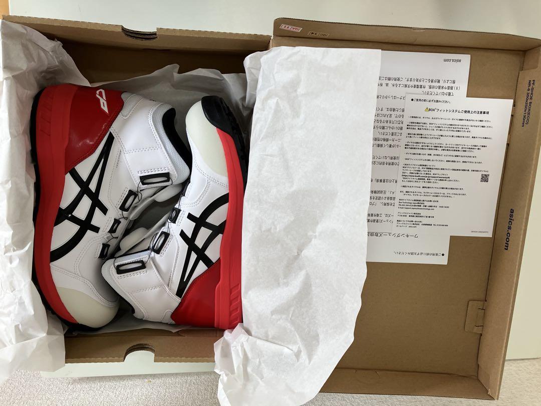 ASICS 804 ハイカット安全靴 ホワイト/レッド