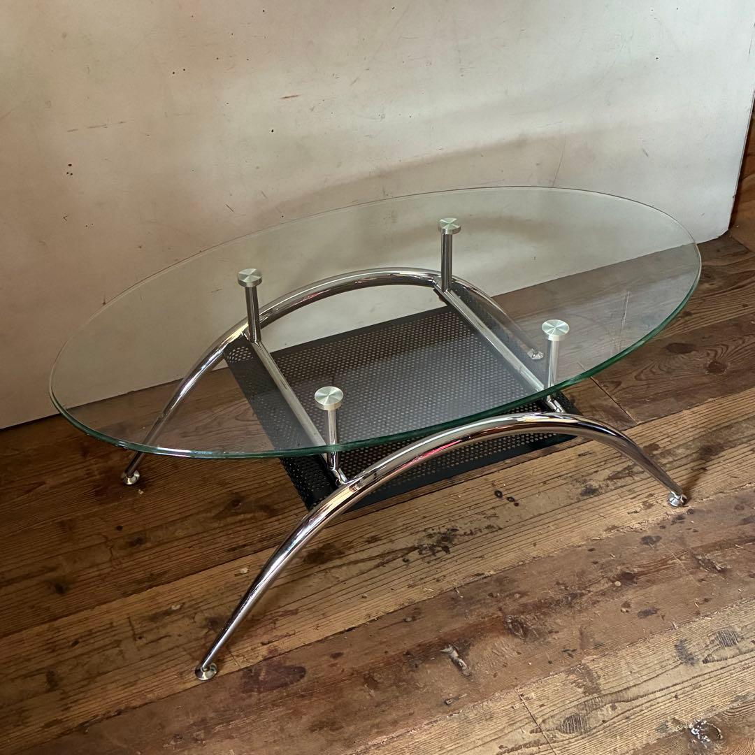 ヴィンテージ ガラスセンターテーブル傷や汚れあり