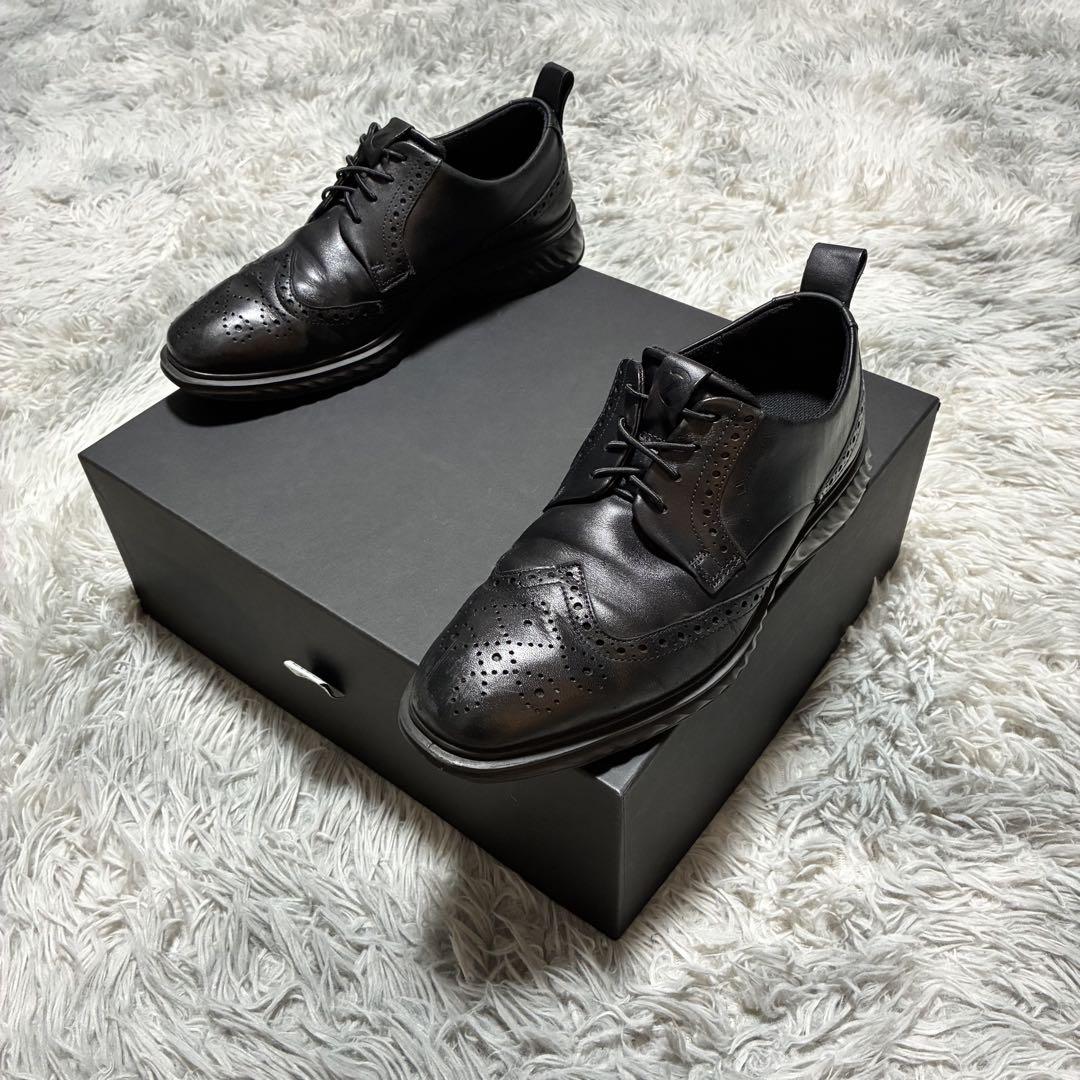 【良品】ECCO GORE-TEX 防水 革靴 メダリオン 40 BLACK