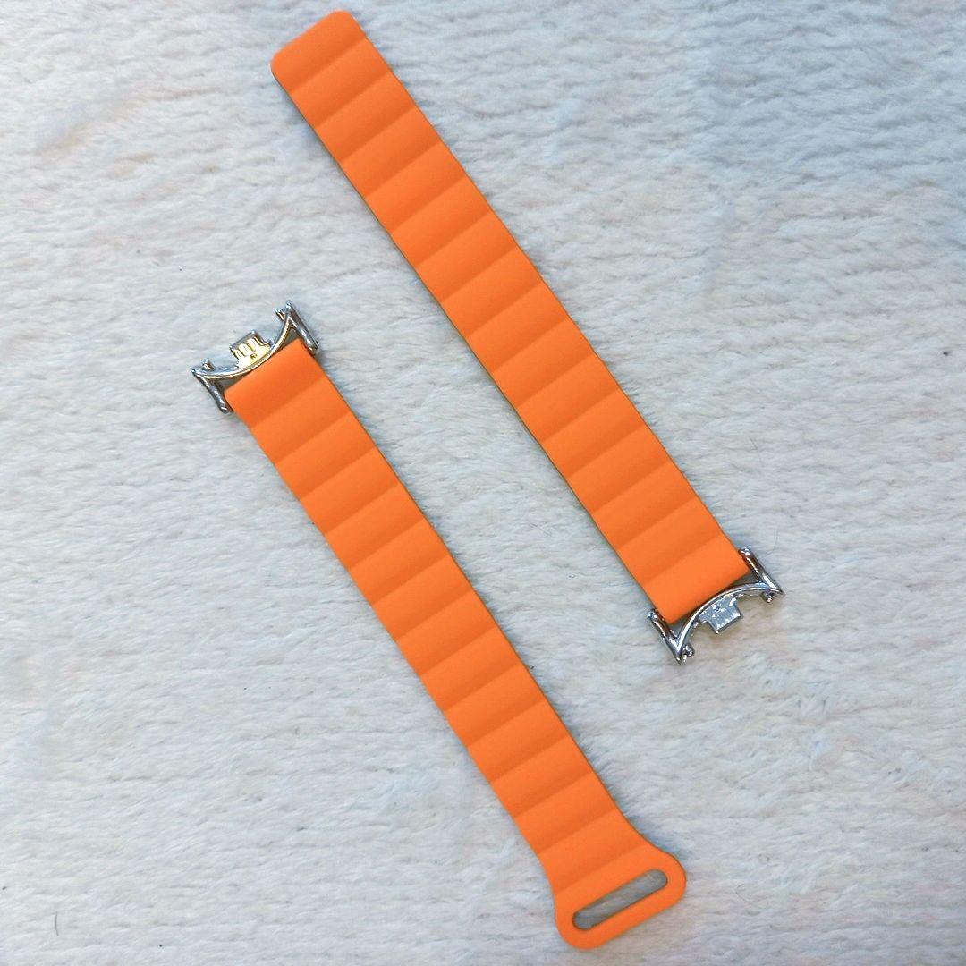 Xiaomi Smart Band 8 対応 換えバンド ブラック×オレンジ