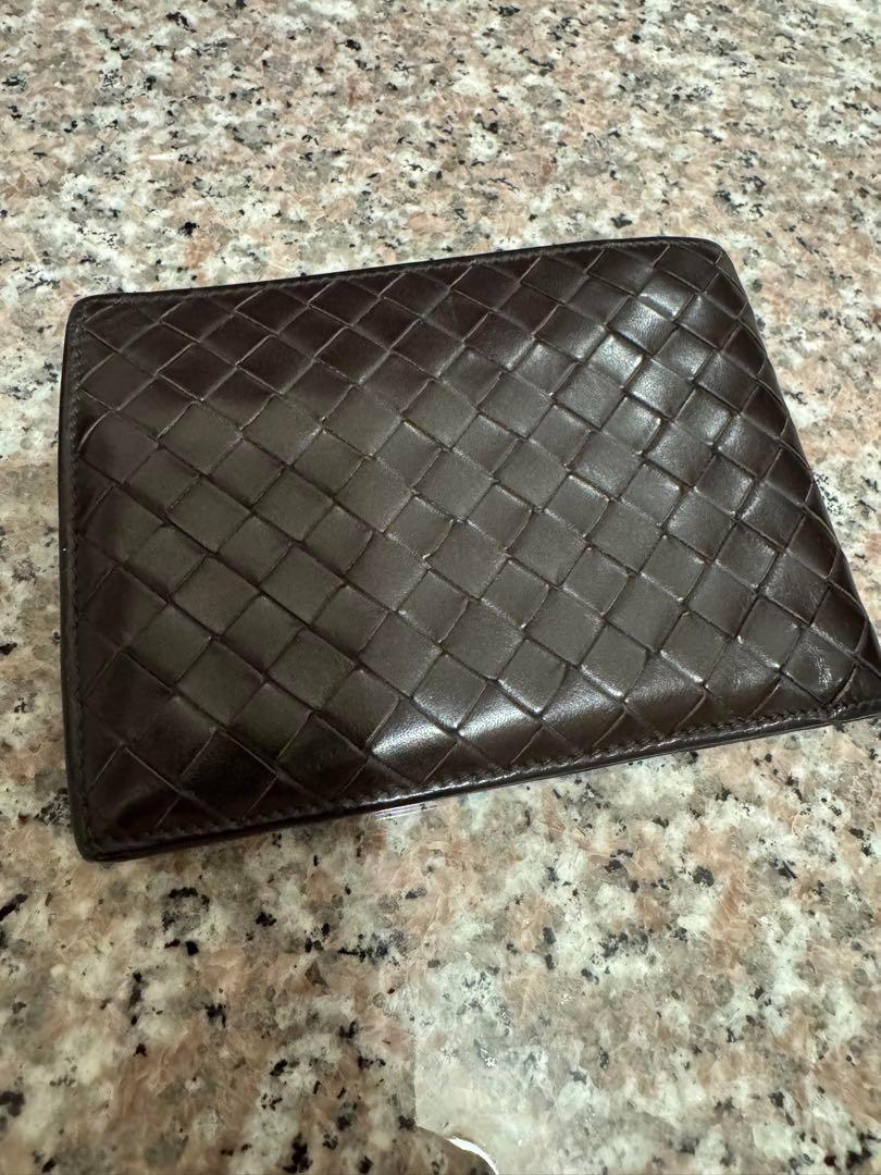 BOTTEGAVENETA ボッテガヴェネタ二つ折り財布 ダークブラウン レザー