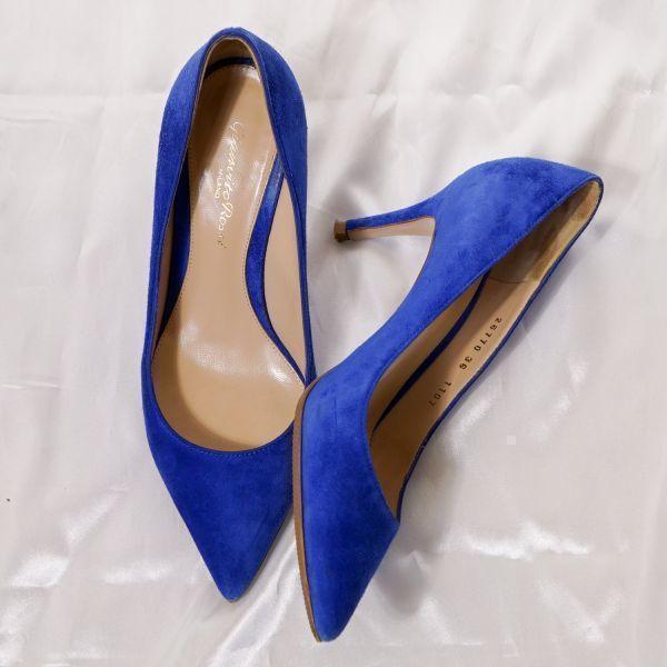 ジャンヴィットロッシ Gianvito Rossi ブルー スェード パンプス 画像4