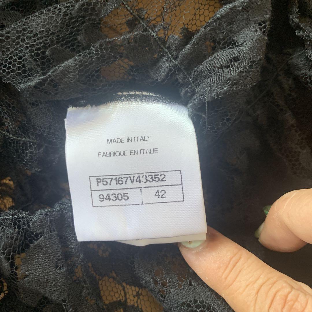 美品‼️CHANEL レース　ブラウス　直営店購入【定価648000円】黒　ロゴ