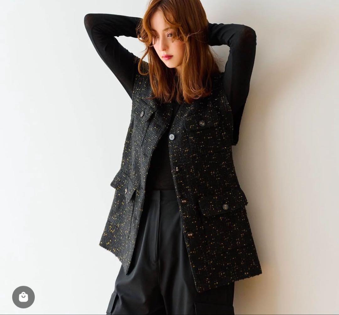 iNtimite Fancy Tweed Vest ベスト ブラック