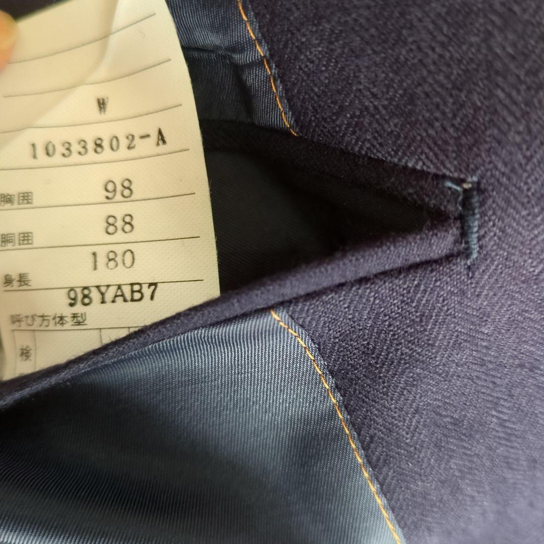 濃紺のスーツセット（ジャケット、ベスト、パンツ）98YAB7　美品