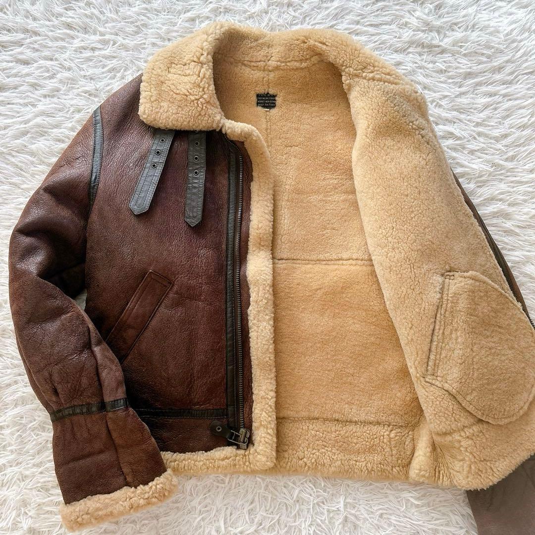 B-3 Lサイズ ミリタリー リアルムートン フライトジャケット ボア ブラウン