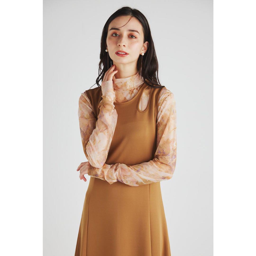 rienda レイヤードチュールフレアOP 2way ロング　ワンピース　新品