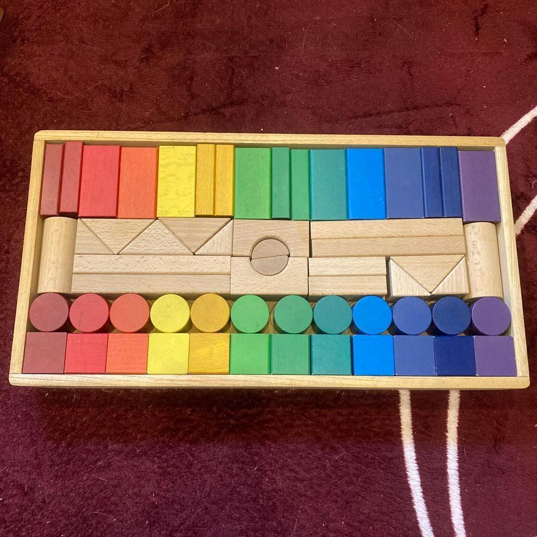 積み木 12色 カラフル 白木 知育　幼児教育　グラデーション