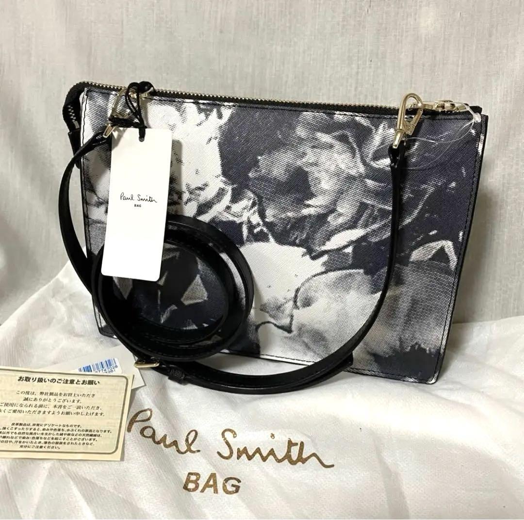 新品 本物 正規品 ポールスミス レザー ショルダーバッグ サコッシュ 黒白