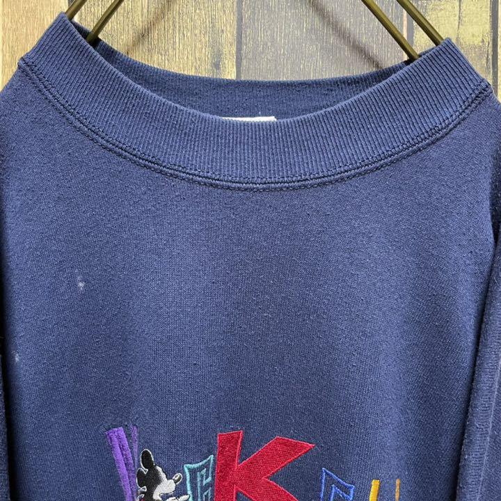品質保証 90年代当時物‼︎ スウェット XL 刺繍 MKrdC-m72738058699 Disney ディズニー 紺 お得正規品