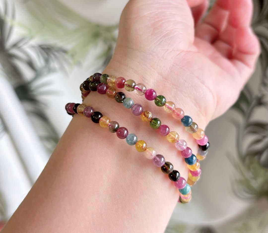 【天然石】逸品トルマリンのブレスレット兼ネックレス（番号A4491）