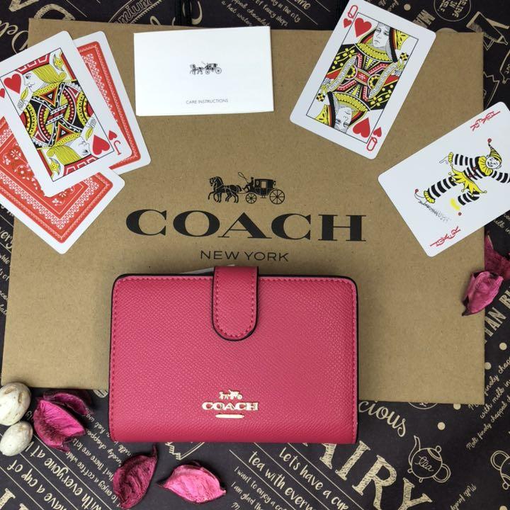 コンビニ受取対応商品】 長財布-COACH コーチ♣︎濃いピンク シンプル