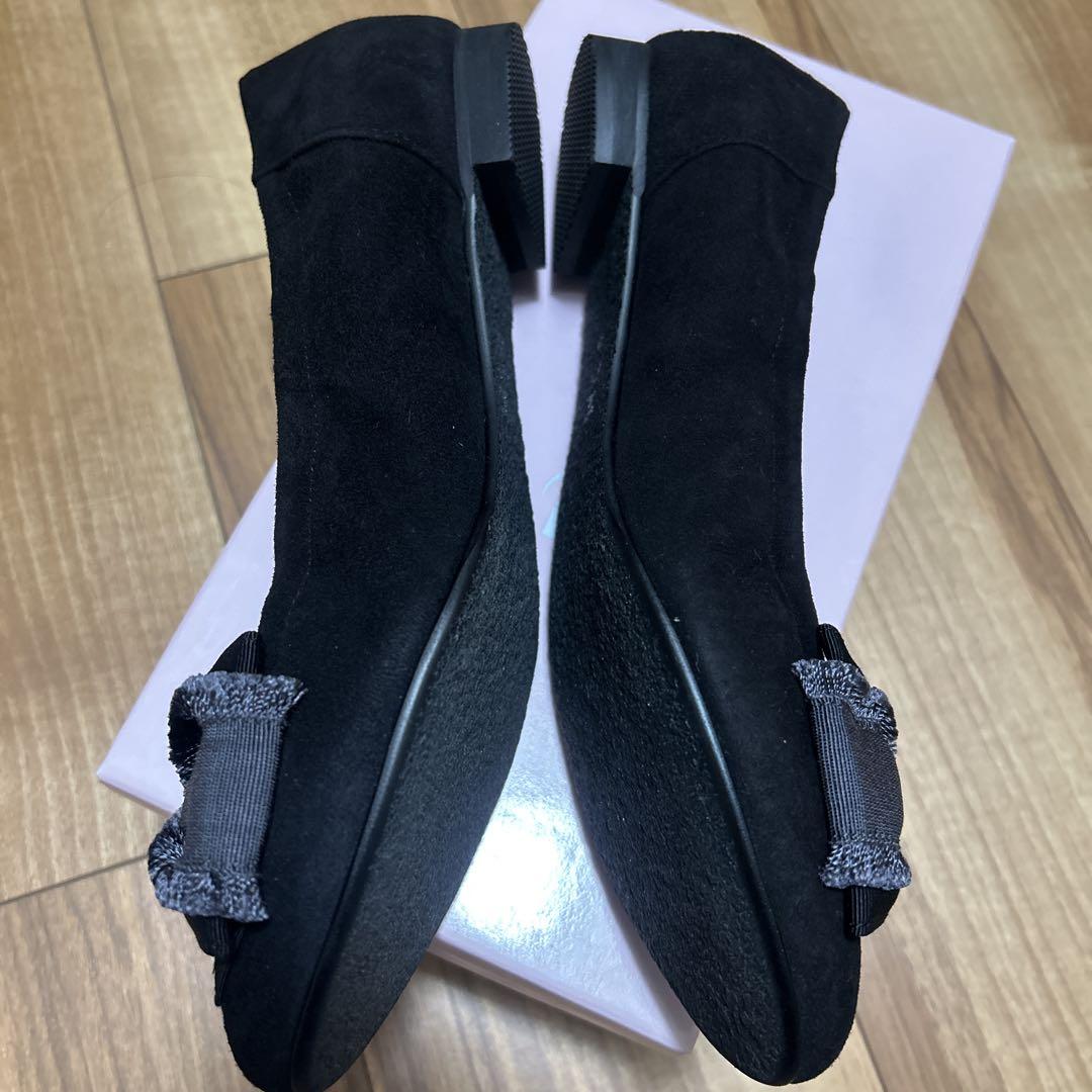『箱付き』ダイアナ　フラットシューズ　24.5㎝　黒　リボン