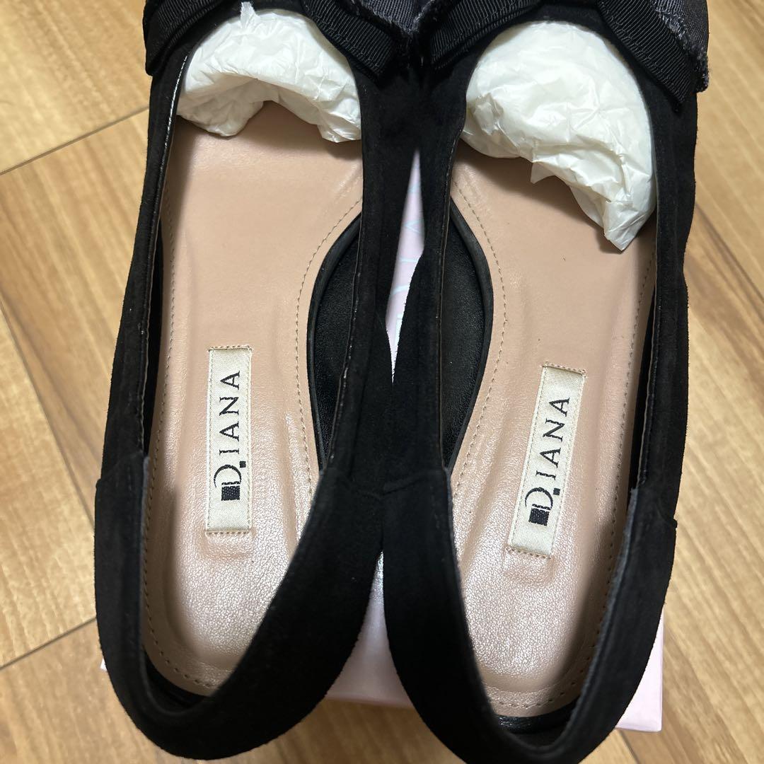 『箱付き』ダイアナ　フラットシューズ　24.5㎝　黒　リボン