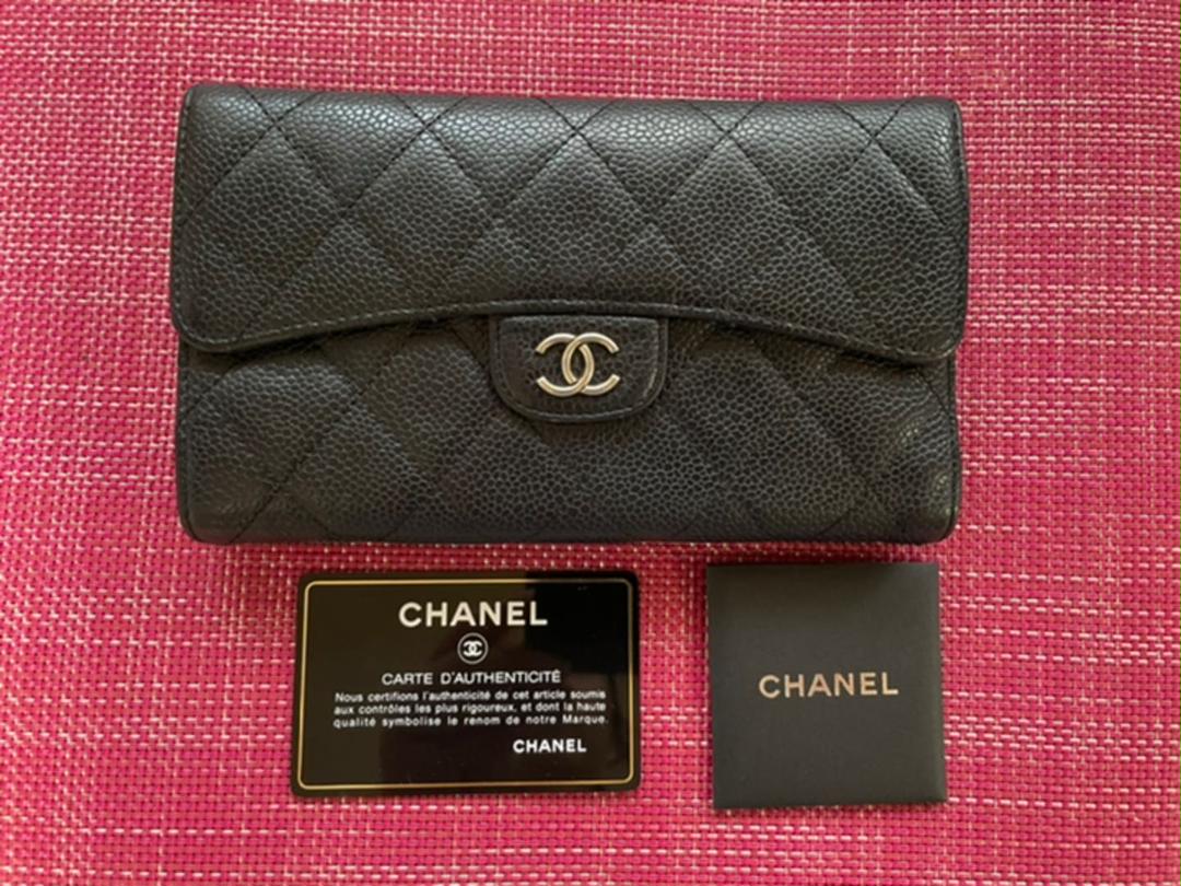 CHANEL シャネル キャビアスキン マトラッセ 長財布 ボタン式