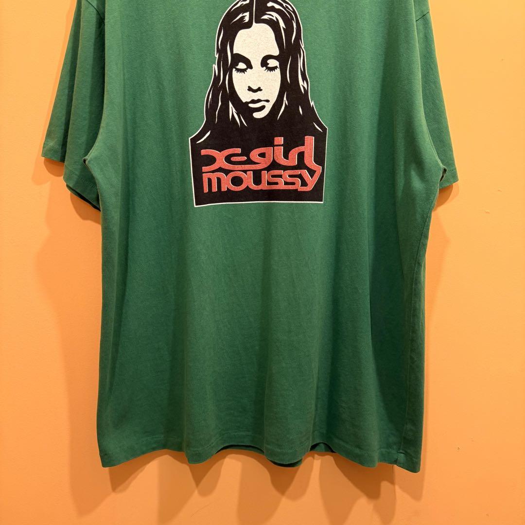 X-girl x MOUSSY FACE S/S TEE グリーン 半袖Tシャツ - メルカリ