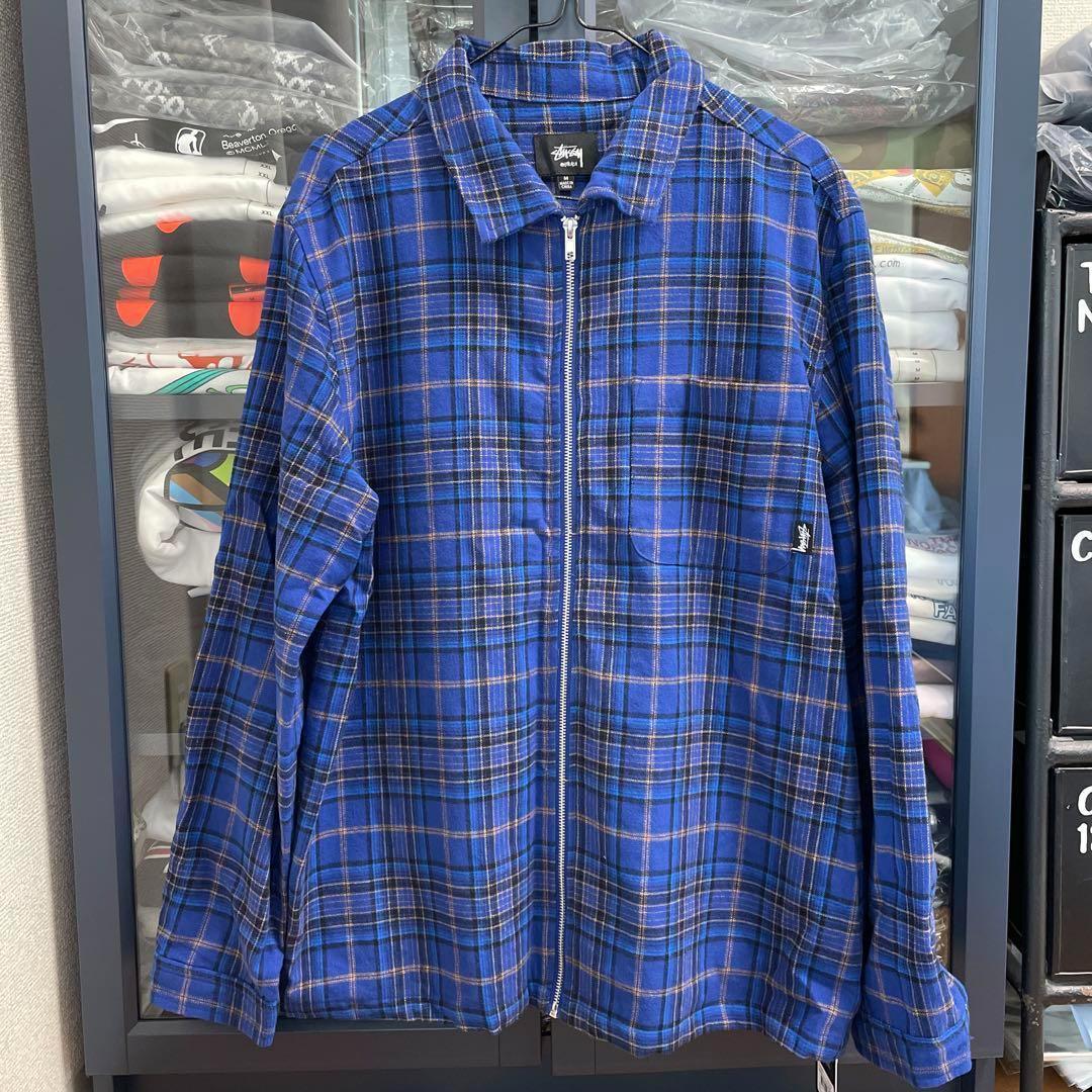 stussy チェック ジップアップ  長袖 シャツ M