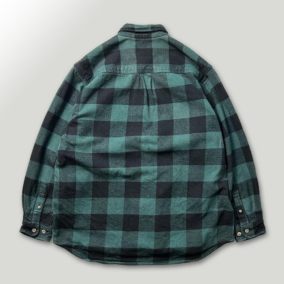 field&stream ネルシャツ L ブロックチェック グリーン×ブラック