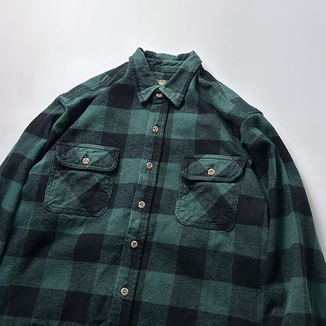 field&stream ネルシャツ L ブロックチェック グリーン×ブラック