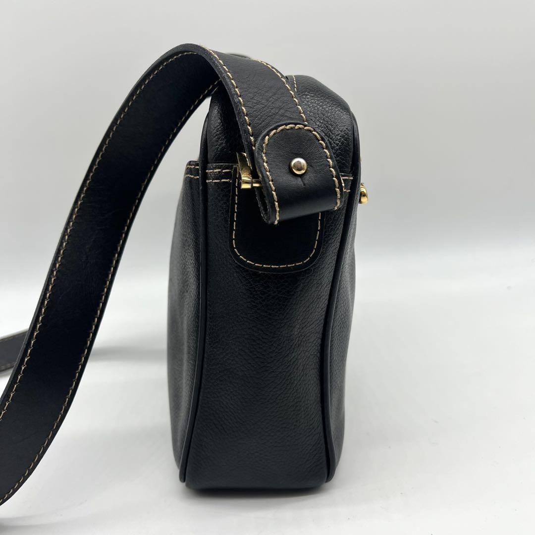 極美品✨Dunhill ゴールド金具 レザー ショルダーバッグ ブラック