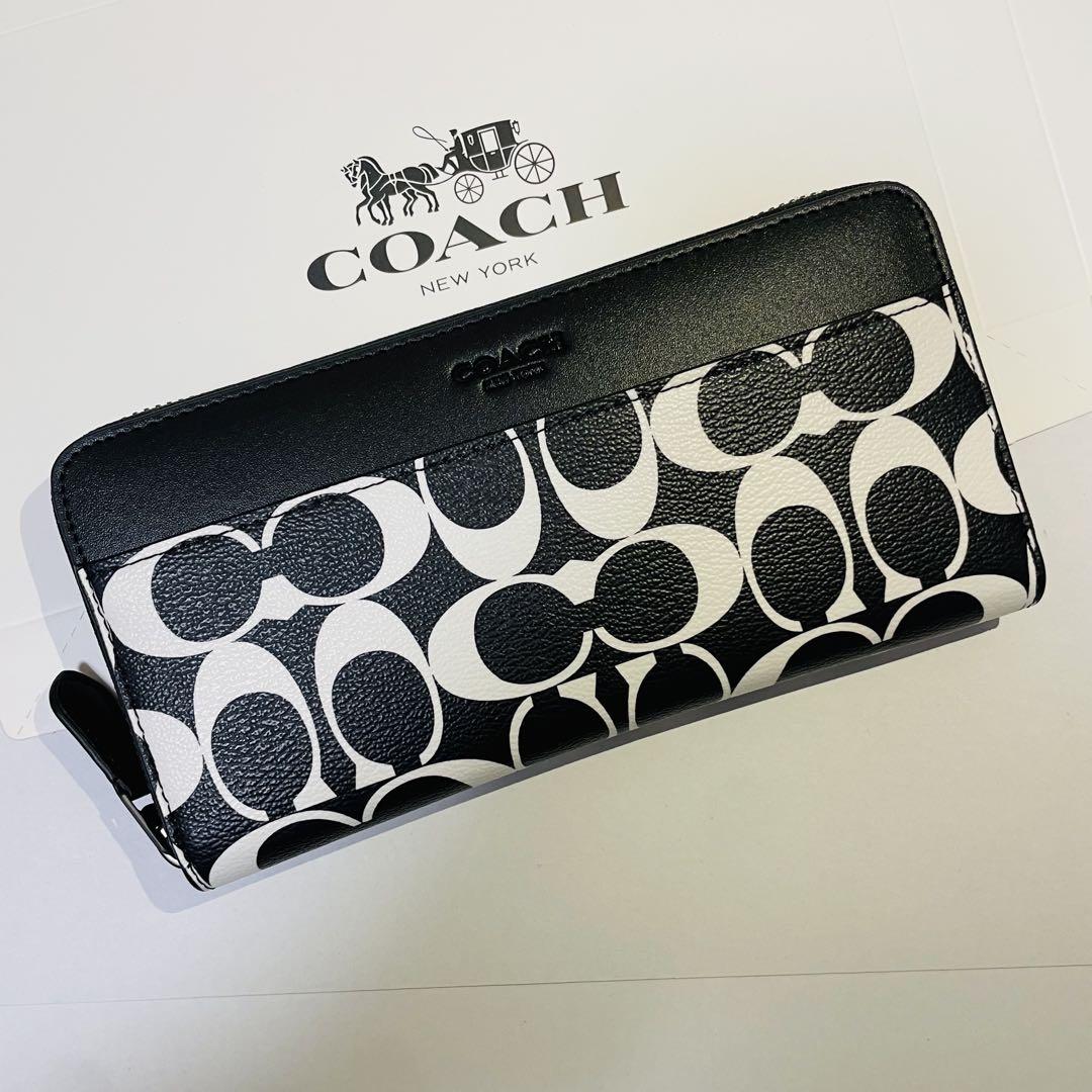 COACH 二つ折り財布 ブラック/ホワイト