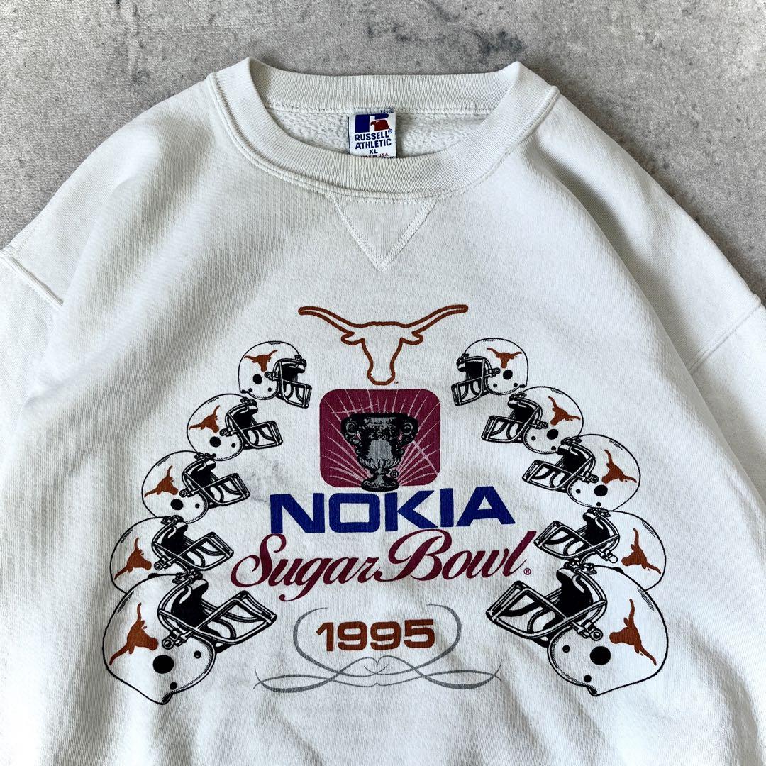 90s USA製ラッセル XL ノキア スーパーボウル スウェットトレーナー 白