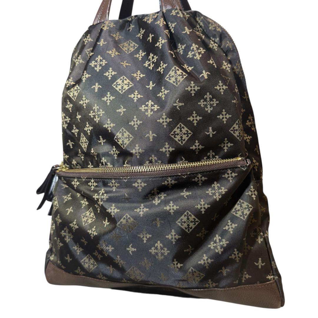 美品✨　ラシット　リュック　モノグラム　総柄　ナイロン　ブラウン　バック