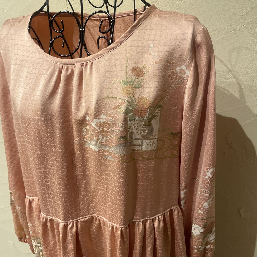 美品 着物ドレス　上品な着物リメイク　和ドレス