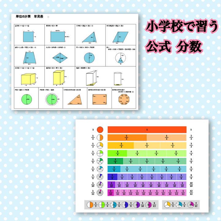 メルカリ 小学校で習う 公式 分数 算数 知育教材 勉強 知育玩具