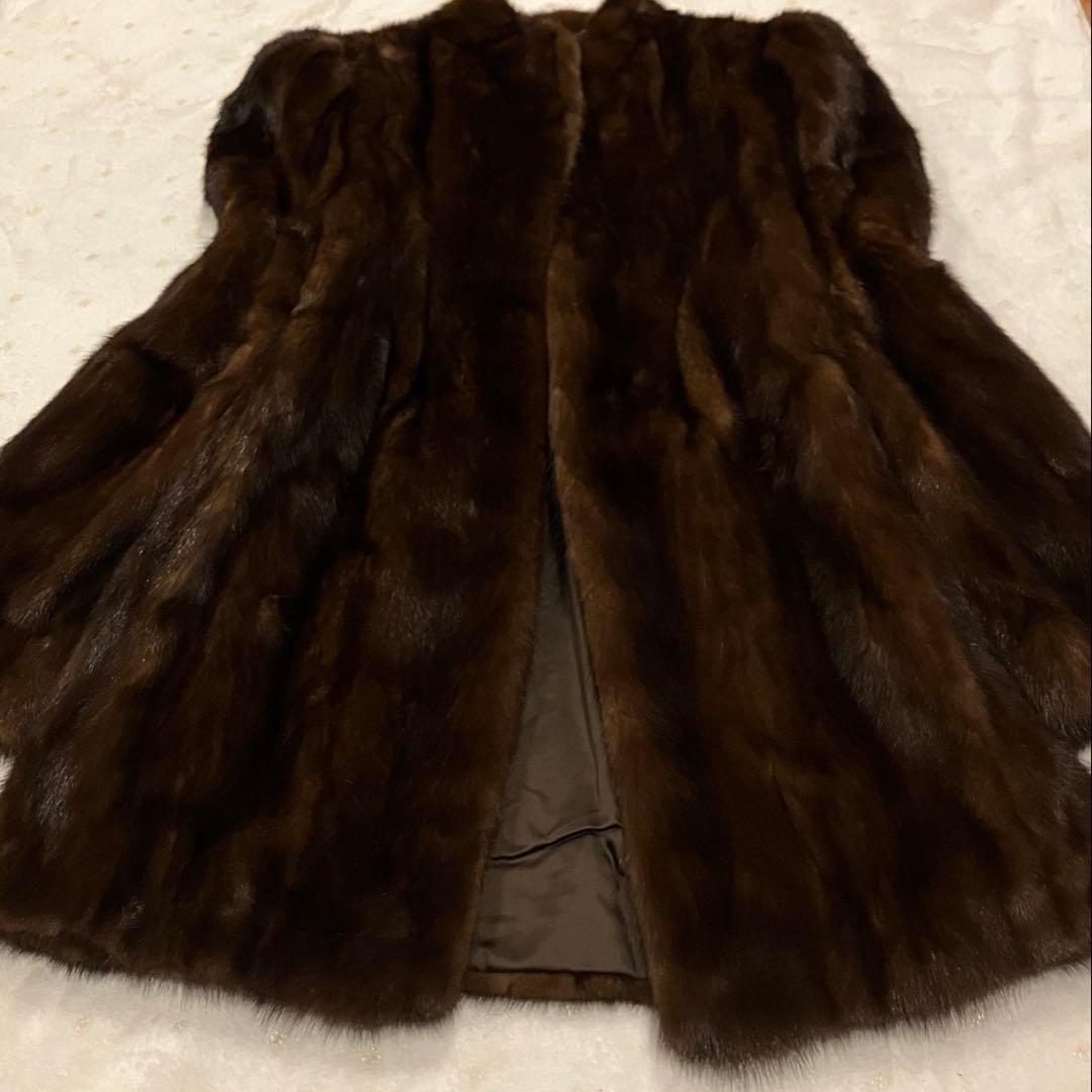 極美品 リアルミンクファーコート 11号 美品 ブラウン セレブ感 艶やか