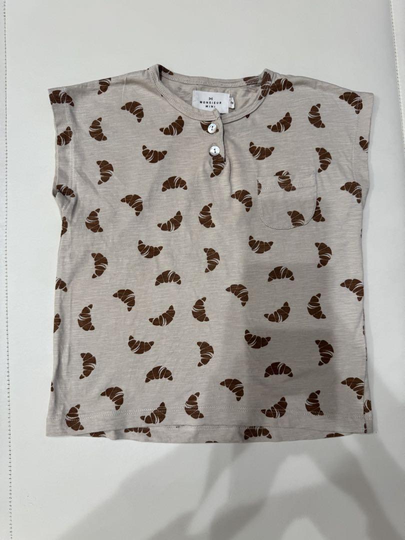 美品】MONSIEUR MINI クロワッサン柄 Tシャツ 3-4Y