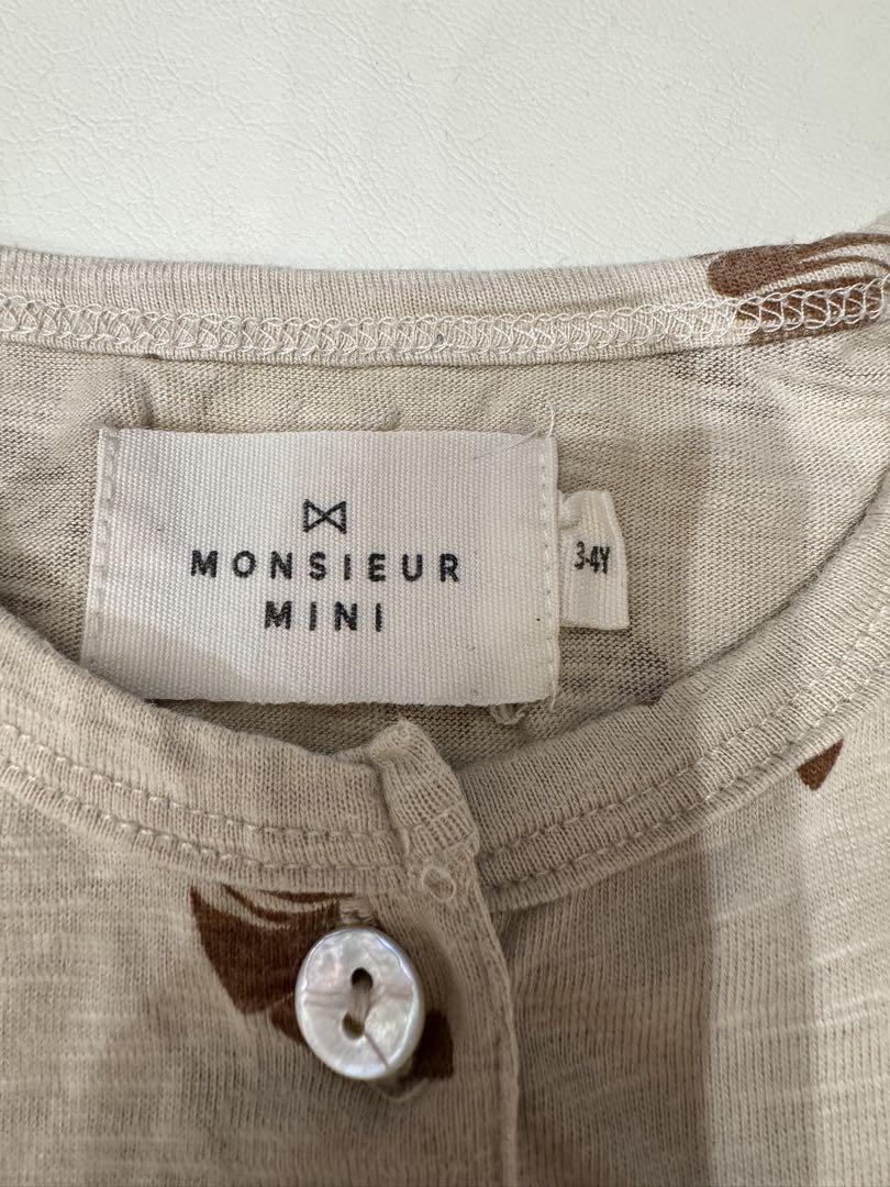 MONSIEUR MINI クロワッサン柄 Tシャツ 美品】MONSIEUR MINI クロワッサン柄 Tシャツ 3-4Y - Tops低