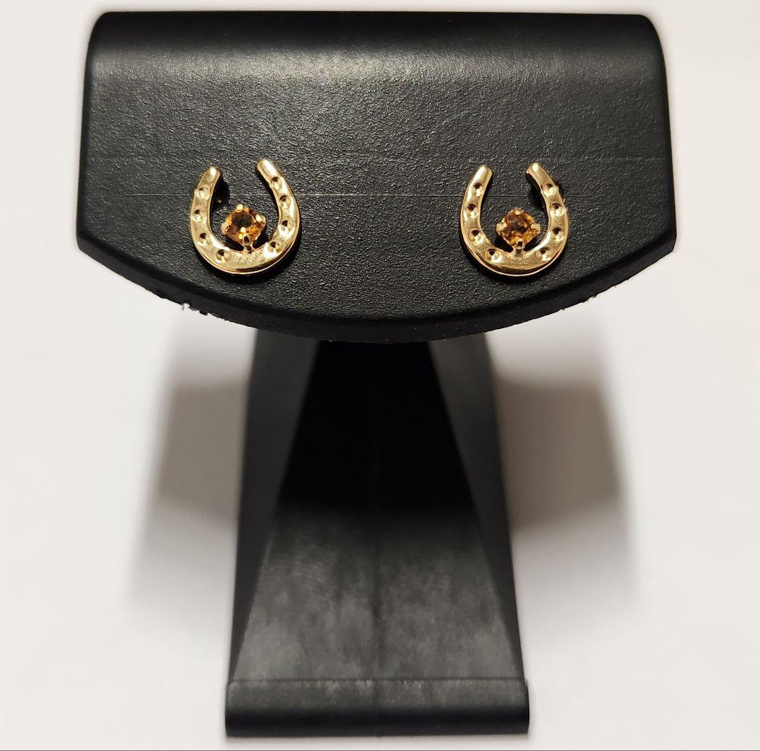 ⭐︎【天然】シトリン ピアス k18 21x11x8mm