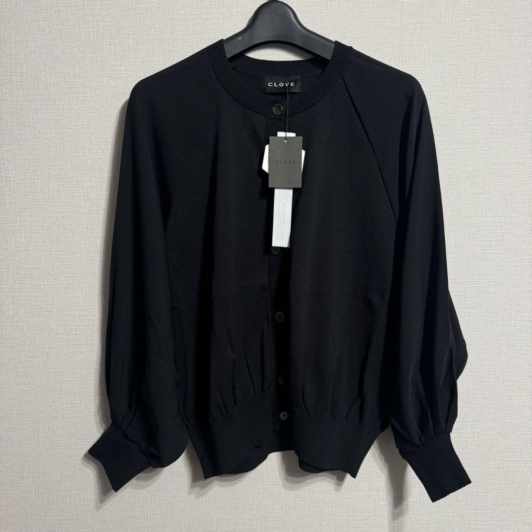 【新品未使用】ヤマダヤ　CLOVE 袖シフォンニットカーディガン　黒 ヤマダヤ 福袋 CLOVE 袖シフォンニットカーディガン 切り替え