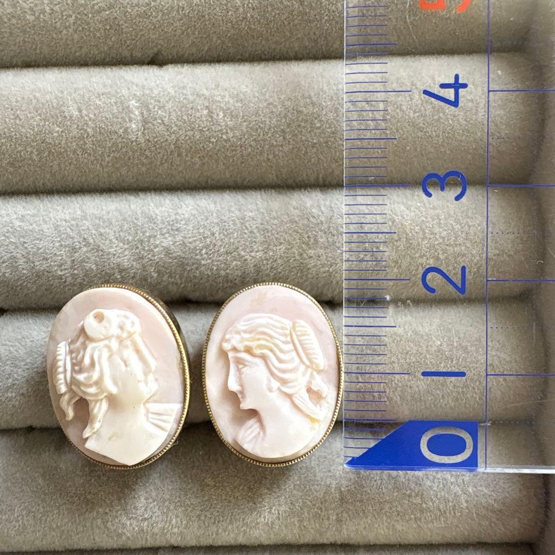 アンティーク　ヴィンテージ　レトロ　カメオ　K18/SILVERイヤリング