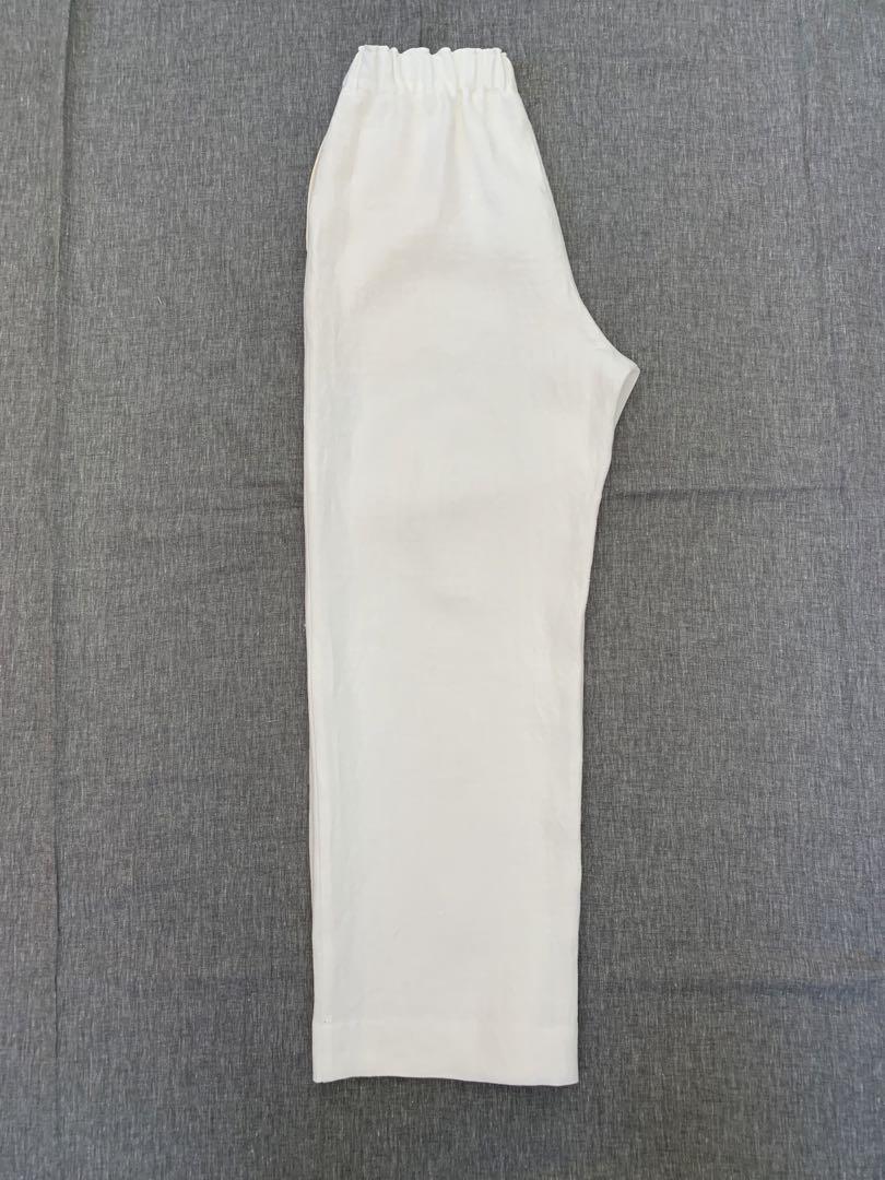 ハンドメイド 夏の白いパンツ♪ ワイドパンツ M～ L オフホワイト