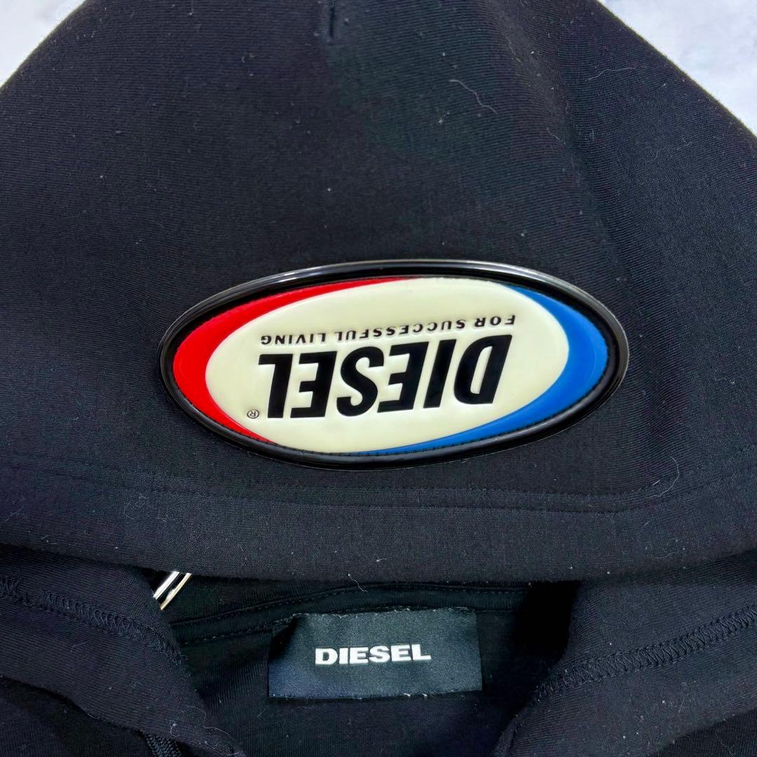 美品 DIESEL レオパード切替 ロゴワッペン パーカー M相当