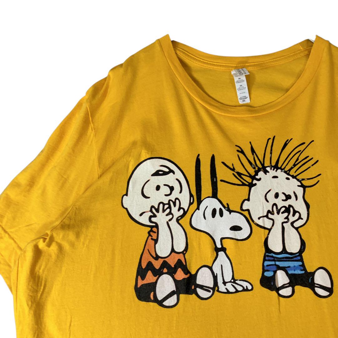 SNOOPY スヌーピー チャーリーブラウン キャラクターTシャツ2XLイエロー