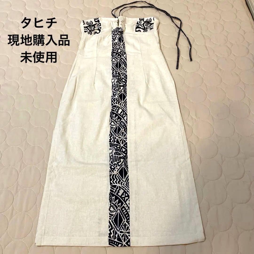 【新品未使用】タヒチアンドレス　ハワイアンワンピース　白