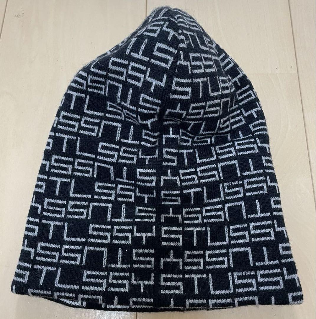 old stussy ビーニー ニット帽 総柄 希少