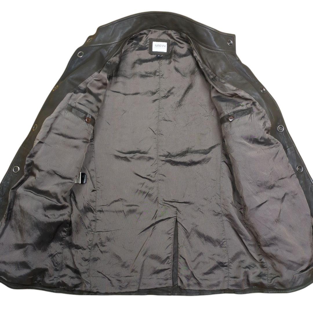ARMANI COLLEZIONI レザー ジャケット ビスコース カーキ M