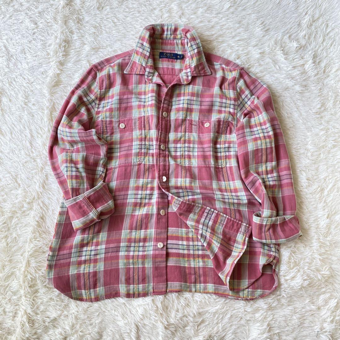 ポロ ラルフローレン シャツ 長袖　ＸＬ　大きい　ブラウス　ネイティブ柄　訳あり