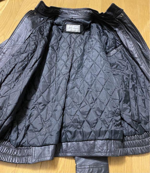 レザージャケット　シングル　牛革　ブラック　L