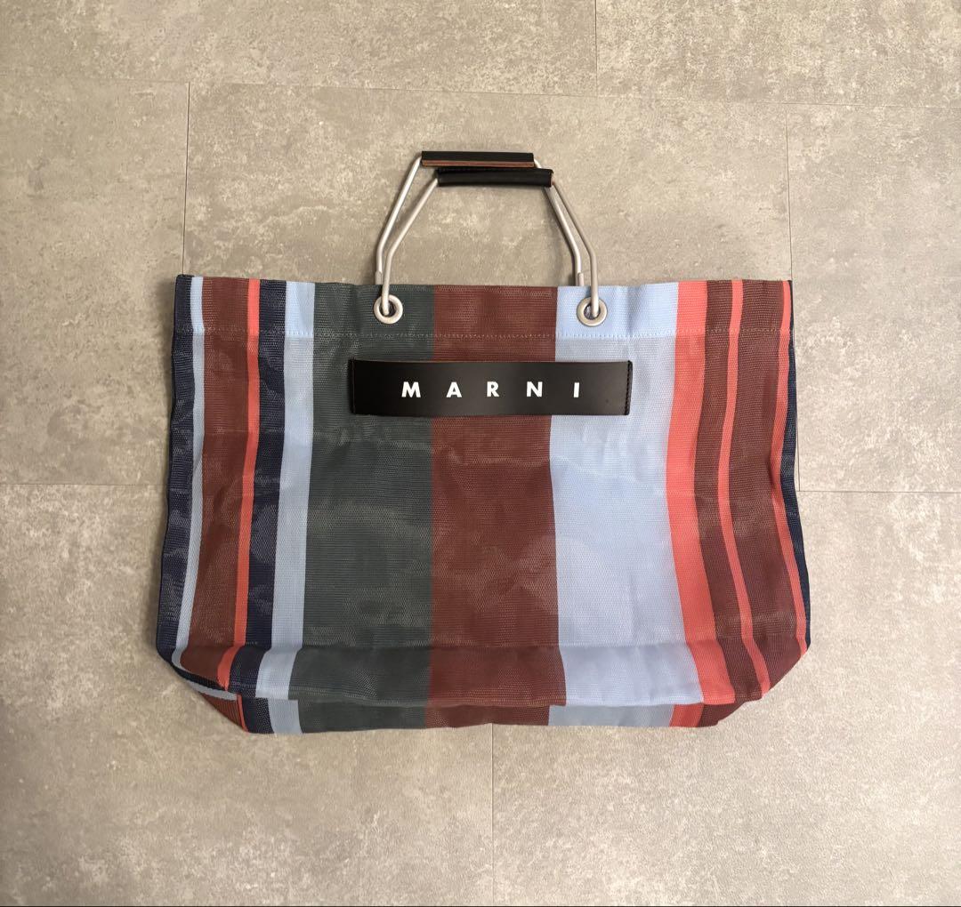 MARNI ストライプ トートバッグ レッド - メルカリ