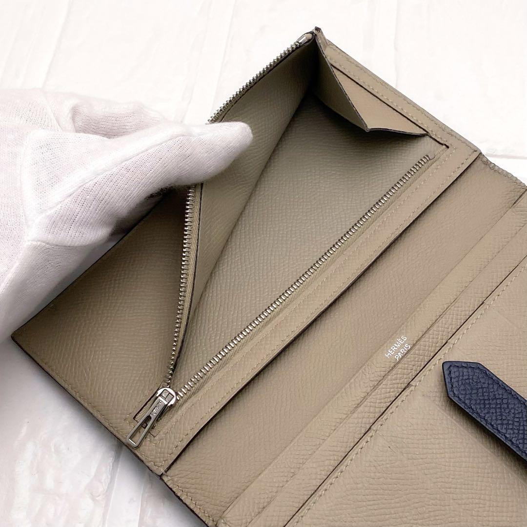 バイカラー✨️ HERMES エルメス バイカラー ベアンスフレ 長財布 ネイビー