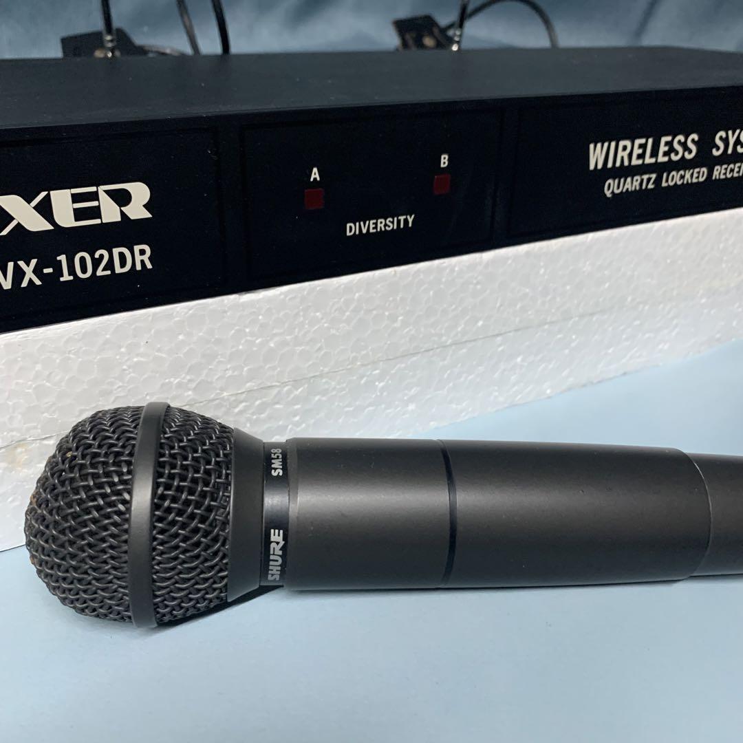 動作品ワイヤレスマイクセット REXER VX-102DR SM58